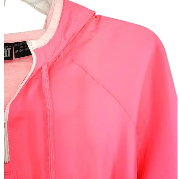 PENNANT-Woman's Sportswear-Jacket-SIZE SMALL-Quarter Zip-Hoodie-Pink-White-NWT - Picture 11 of 14